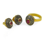 Load image into Gallery viewer, Ruby Stud Earrings & Ring Set | gold plating Finish Jewelry