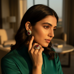 Load image into Gallery viewer, Ruby Stud Earrings & Ring Set | gold plating Finish | Women's Jewelry