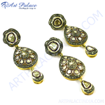 Load image into Gallery viewer, gold plating teardrop earrings with diamond detailing, a luxurious and elegant design for women.