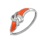 Load image into Gallery viewer, Silver Coral & Diamond Bangle Bracelet for Women | Luxury Jewelry