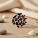 Load image into Gallery viewer, Garnet Cluster Ring in 925 Silver for Women | Statement Jewelry