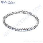 Load image into Gallery viewer, Silver tennis bracelet with white gemstones, elegant and sparkling design for women, perfect for gifting