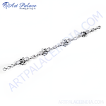 Load image into Gallery viewer, 925 sterling silver floral design chain bracelet for women. Elegant, shiny, and perfect gift.