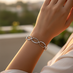 Load image into Gallery viewer, Silver Crystal Oval Link Bracelet | Women's Fashion Jewelry