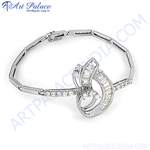 Load image into Gallery viewer, Silver diamond bracelet with a unique design, perfect for party wear and gifting.