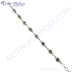 Load image into Gallery viewer, 925 sterling silver chain bracelet with oval green gemstones, perfect for women.