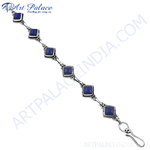 Load image into Gallery viewer, 925 sterling silver bracelet with square blue gemstones for women