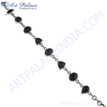 Load image into Gallery viewer, Sterling silver bracelet featuring black onyx gemstones in various cuts, ideal for women's fashion and gifting.