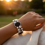 Load image into Gallery viewer, 925 Silver Gemstone Bracelet | Onyx & Citrine | For Women