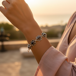 Load image into Gallery viewer, 925 Silver Black Onyx Bracelet for Women | Floral Design Jewelry