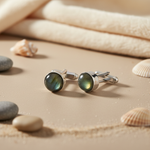 Load image into Gallery viewer, Silver Labradorite Cufflinks for Men | Formal Wear Jewelry