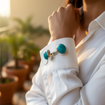 Load image into Gallery viewer, 925 Sterling Silver Turquoise Cufflinks | Men's Jewelry Gift