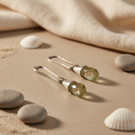 Load image into Gallery viewer, Silver Teardrop Earrings with Gemstone | Dangle Earrings for Women