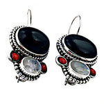 Load image into Gallery viewer, 925 Silver Onyx & Moonstone Earrings for Women | Gemstone Jewelry