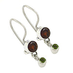 Load image into Gallery viewer, 925 Silver Garnet & Peridot Drop Earrings for Women | Gift