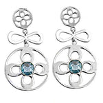 Load image into Gallery viewer, 925 Silver Blue Topaz Earrings | Floral Design | Women's Jewelry