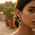 Load image into Gallery viewer, 925 Silver Peridot & Lapis Earrings for Women | Dangle Earrings