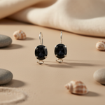 Load image into Gallery viewer, 925 Silver Black Sapphire Earrings | Women's Dangle Jewelry