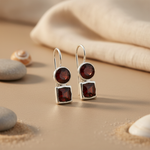 Load image into Gallery viewer, 925 Silver Garnet Drop Earrings for Women | Gemstone Jewelry