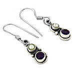 Load image into Gallery viewer, 925 Silver Amethyst & Pearl Drop Earrings for Women