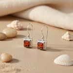 Load image into Gallery viewer, Silver Red Gemstone Earrings for Women | Daily Wear Jewelry