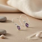 Load image into Gallery viewer, 925 Silver Amethyst Drop Earrings for Women | Gemstone Jewelry
