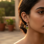 Load image into Gallery viewer, 925 Silver Peridot & Garnet Drop Earrings for Women