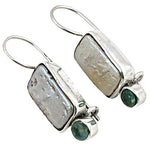 Load image into Gallery viewer, 925 Silver Pearl & Emerald Earrings for Women | Dangle Earrings