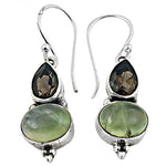 Load image into Gallery viewer, 925 Sterling Silver Prehnite & Smoky Quartz Earrings for Women