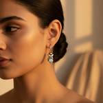Load image into Gallery viewer, Silver Diamond Drop Earrings for Women | Dainty Jewelry