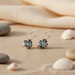 Load image into Gallery viewer, 925 Silver Blue Topaz Earrings | Flower Dangle Earrings for Women