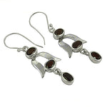 Load image into Gallery viewer, 925 Silver Garnet Drop Earrings for Women | Gemstone Jewelry