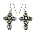 Load image into Gallery viewer, 925 Silver Citrine Cross Earrings | Gemstone Jewelry for Women