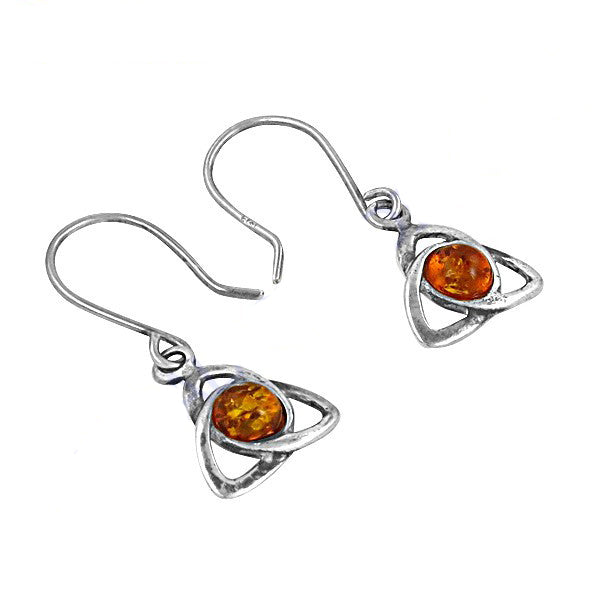 925 silver amber celtic knot earrings for women | gift