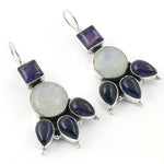 Load image into Gallery viewer, 925 Silver Moonstone & Amethyst Earrings for Women