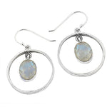 Load image into Gallery viewer, 925 Silver Moonstone Hoop Earrings for Women | Dangle Earrings