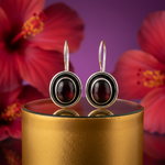 Load image into Gallery viewer, Silver Oval Garnet Drop Earrings for Women | Daily Wear Jewelry