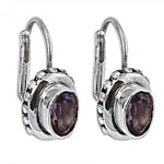 Load image into Gallery viewer, 925 Silver Amethyst Leverback Earrings | Gemstone Jewelry
