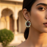 Load image into Gallery viewer, Silver Pearl & Gemstone Earrings for Women | Daily Wear