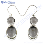 Load image into Gallery viewer, 925 sterling silver dangle earrings with grey gemstone drops, perfect for women