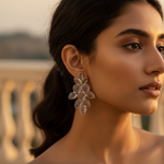 Load image into Gallery viewer, 925 Silver Rose Quartz Drop Earrings for Women | Floral Jewelry