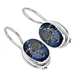 Load image into Gallery viewer, Silver Oval Blue Gemstone Earrings for Women | Daily Wear
