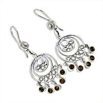 Load image into Gallery viewer, 925 Silver Circle Dangle Earrings with Gemstones | Women's Jewelry