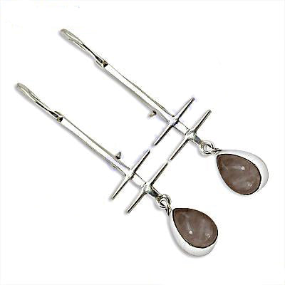 925 silver rose quartz drop earrings for women | gift