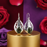 Load image into Gallery viewer, 925 Silver Teardrop Earrings with Green Gemstone for Women
