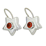 Load image into Gallery viewer, 925 Silver Star Earrings with Red Gemstone | Women's Jewelry