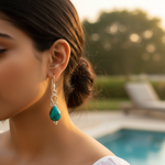 Load image into Gallery viewer, 925 Silver Turquoise Teardrop Earrings for Women | Gift Jewelry