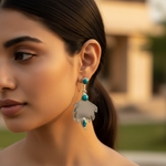 Load image into Gallery viewer, 925 Silver Leaf Turquoise Earrings for Women | Dainty Jewelry