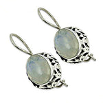 Load image into Gallery viewer, 925 Silver Moonstone Earrings | Oval Stone Dangle Earrings