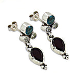 Load image into Gallery viewer, 925 Silver Black Onyx Dangle Earrings | Gemstone Jewelry